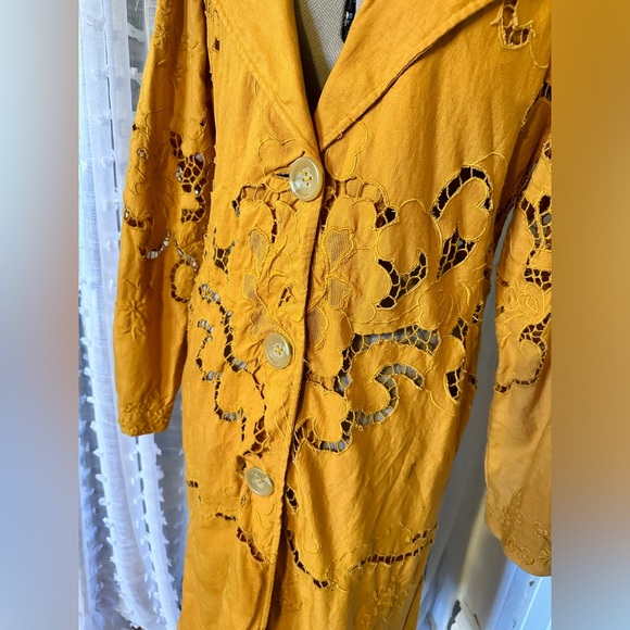 FREE PEOPLE Susanna Eyelet Duster Jacket Coat Dress Lagenlook Boho Crochet Lace - Picture 8 of 8